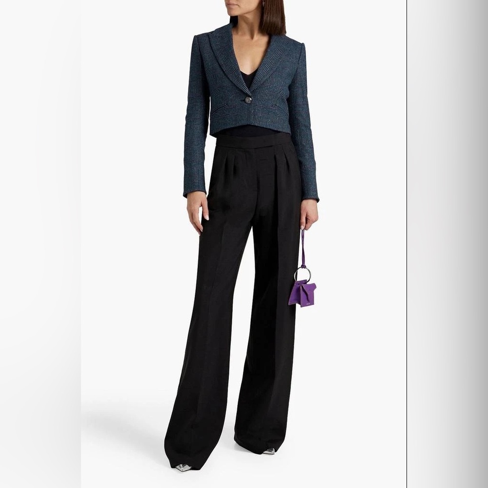 NWT $598 Veronica Beard Fabiola Glen Plaid Peak Lapel Crop Blazer